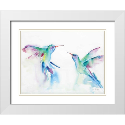 Hummingbirds I White Modern Wood Framed Art Print with Double Matting by Valle, Aimee Del