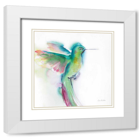 Hummingbirds II White Modern Wood Framed Art Print with Double Matting by Valle, Aimee Del