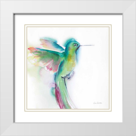 Hummingbirds II White Modern Wood Framed Art Print with Double Matting by Valle, Aimee Del