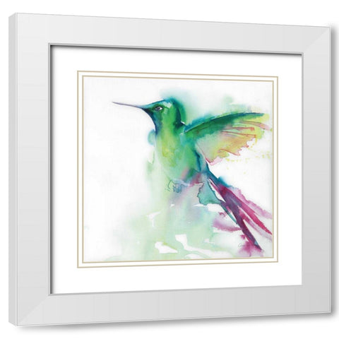 Hummingbirds III White Modern Wood Framed Art Print with Double Matting by Valle, Aimee Del