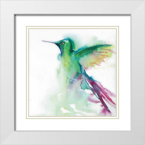 Hummingbirds III White Modern Wood Framed Art Print with Double Matting by Valle, Aimee Del