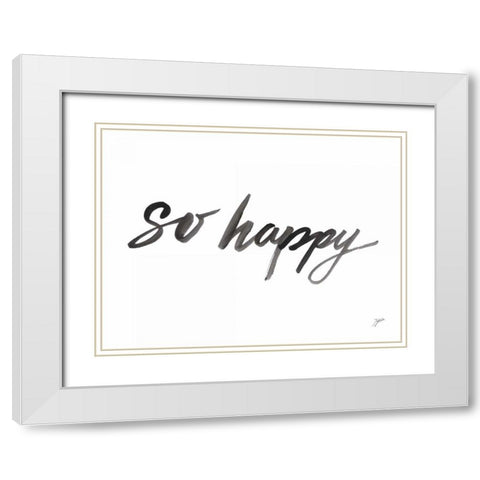 So Happy White Modern Wood Framed Art Print with Double Matting by Panganiban, Karyn