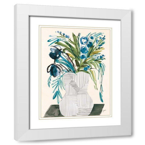 Blossoms White Modern Wood Framed Art Print with Double Matting by Panganiban, Karyn