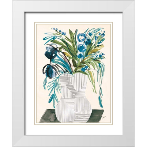 Blossoms White Modern Wood Framed Art Print with Double Matting by Panganiban, Karyn