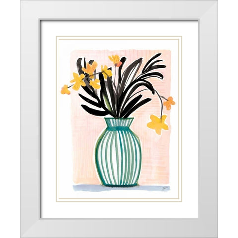 Tropical Orchids White Modern Wood Framed Art Print with Double Matting by Panganiban, Karyn