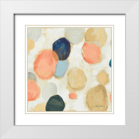 Painted Pebbles II Boho White Modern Wood Framed Art Print with Double Matting by Vassileva, Silvia