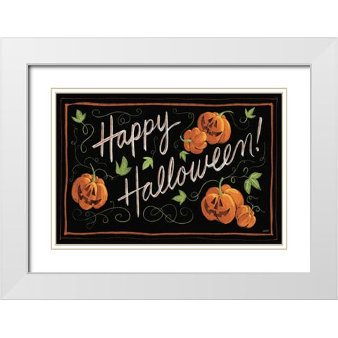 Happy Halloween Jack O Lanterns White Modern Wood Framed Art Print with Double Matting by Tavoletti, Anne