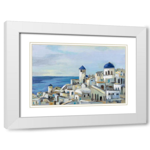 Santorini View I White Modern Wood Framed Art Print with Double Matting by Vassileva, Silvia