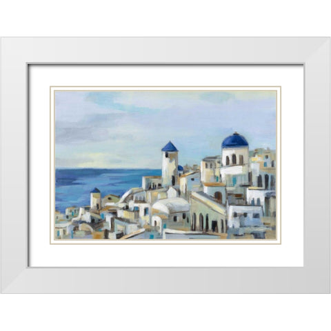 Santorini View I White Modern Wood Framed Art Print with Double Matting by Vassileva, Silvia