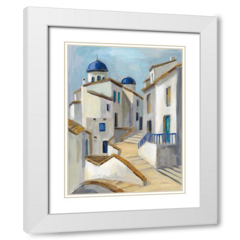Santorini View II White Modern Wood Framed Art Print with Double Matting by Vassileva, Silvia