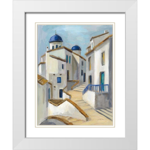Santorini View II White Modern Wood Framed Art Print with Double Matting by Vassileva, Silvia