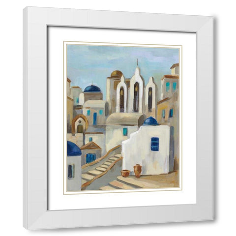 Santorini View III White Modern Wood Framed Art Print with Double Matting by Vassileva, Silvia