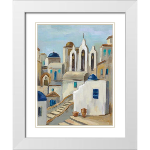 Santorini View III White Modern Wood Framed Art Print with Double Matting by Vassileva, Silvia