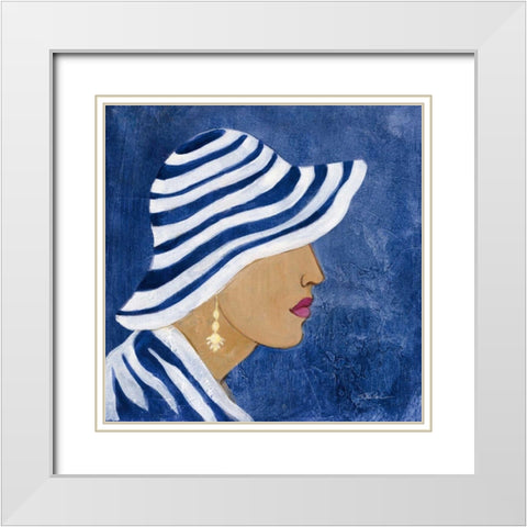 Lady with Hat I White Modern Wood Framed Art Print with Double Matting by Vassileva, Silvia