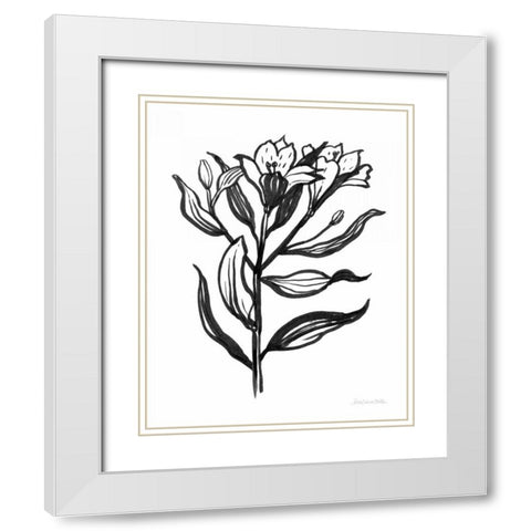 Ink Flower I White Modern Wood Framed Art Print with Double Matting by Miller, Sara Zieve