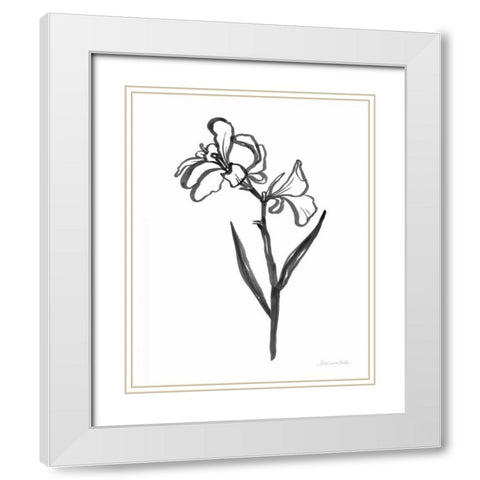 Ink Flower II White Modern Wood Framed Art Print with Double Matting by Miller, Sara Zieve