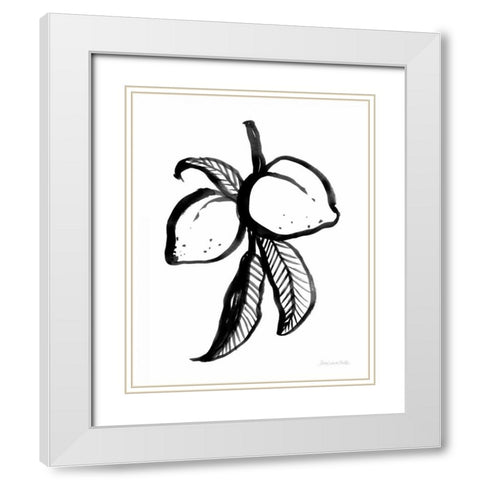 Ink Peaches White Modern Wood Framed Art Print with Double Matting by Miller, Sara Zieve