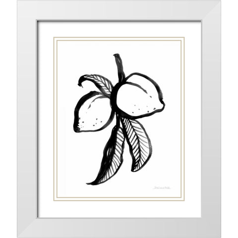 Ink Peaches White Modern Wood Framed Art Print with Double Matting by Miller, Sara Zieve
