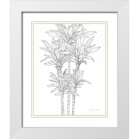 Sketched Tree II White Modern Wood Framed Art Print with Double Matting by Miller, Sara Zieve