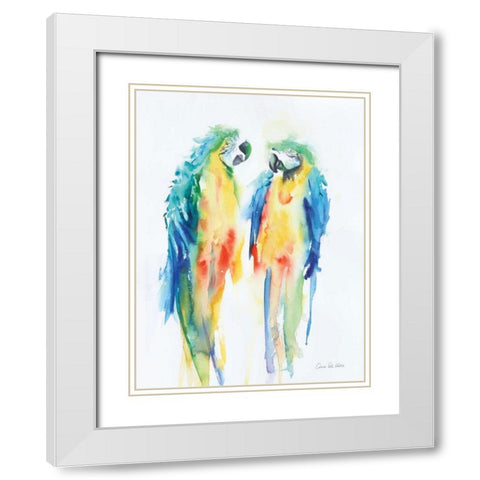 Colorful Parrots I White Modern Wood Framed Art Print with Double Matting by Valle, Aimee Del
