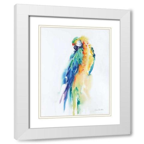 Colorful Parrots II White Modern Wood Framed Art Print with Double Matting by Valle, Aimee Del