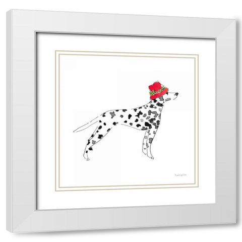 Holiday Dalmatian White Modern Wood Framed Art Print with Double Matting by Charro, Mercedes Lopez
