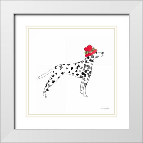 Holiday Dalmatian White Modern Wood Framed Art Print with Double Matting by Charro, Mercedes Lopez