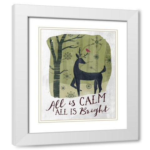 Woodland Wishes I Green White Modern Wood Framed Art Print with Double Matting by Marshall, Laura