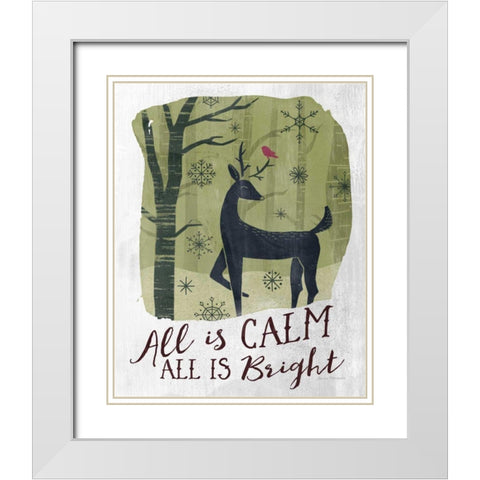 Woodland Wishes I Green White Modern Wood Framed Art Print with Double Matting by Marshall, Laura