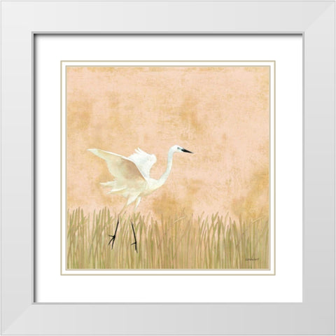 Egret Alighting I White Modern Wood Framed Art Print with Double Matting by Lovell, Kathrine