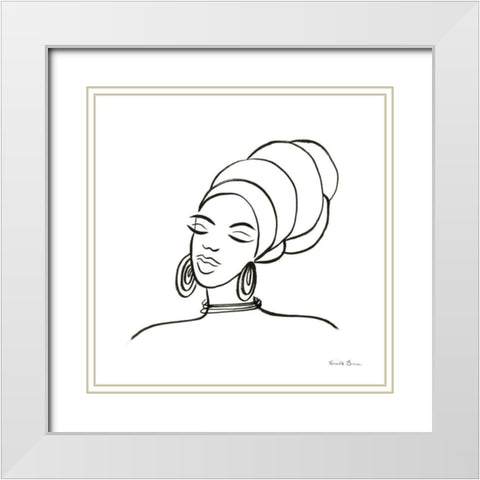 Muse II White Modern Wood Framed Art Print with Double Matting by Zaman, Farida