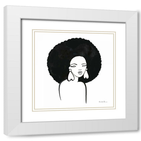 Afro Girl I White Modern Wood Framed Art Print with Double Matting by Zaman, Farida