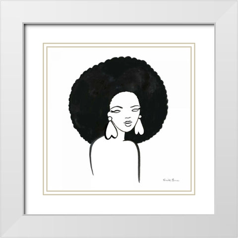 Afro Girl I White Modern Wood Framed Art Print with Double Matting by Zaman, Farida