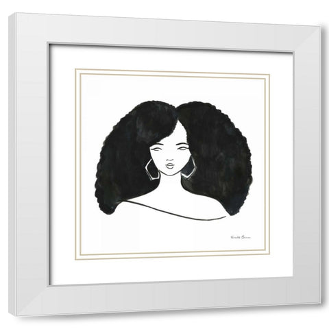 Afro Girl II White Modern Wood Framed Art Print with Double Matting by Zaman, Farida