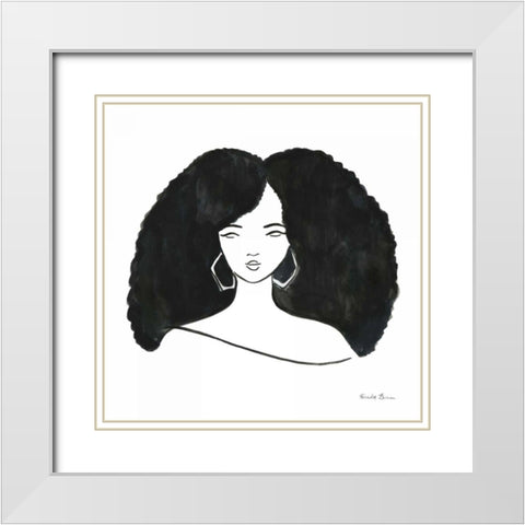 Afro Girl II White Modern Wood Framed Art Print with Double Matting by Zaman, Farida