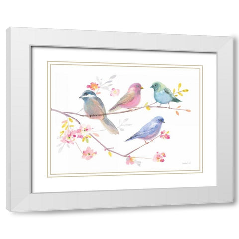 Flight Friends V White Modern Wood Framed Art Print with Double Matting by Nai, Danhui
