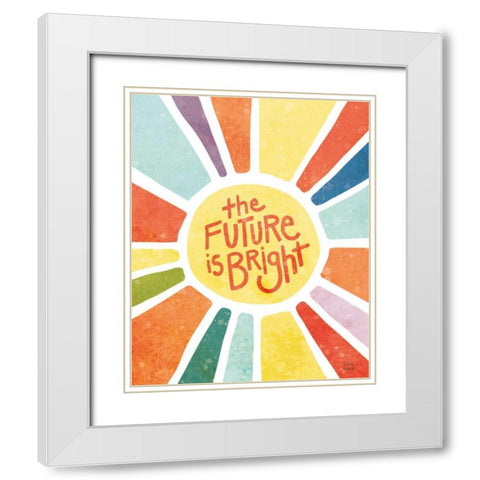 The Future Is Bright White Modern Wood Framed Art Print with Double Matting by June, Dina