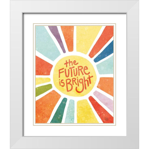 The Future Is Bright White Modern Wood Framed Art Print with Double Matting by June, Dina