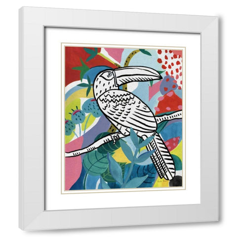 Jungle Toucan White Modern Wood Framed Art Print with Double Matting by Zaman, Farida
