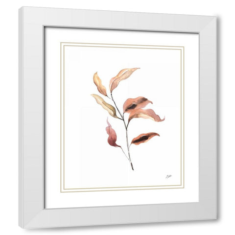 Pieces of Autumn II White Modern Wood Framed Art Print with Double Matting by Panganiban, Karyn