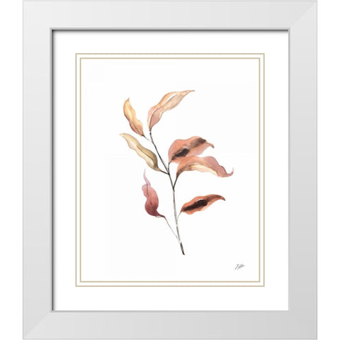 Pieces of Autumn II White Modern Wood Framed Art Print with Double Matting by Panganiban, Karyn