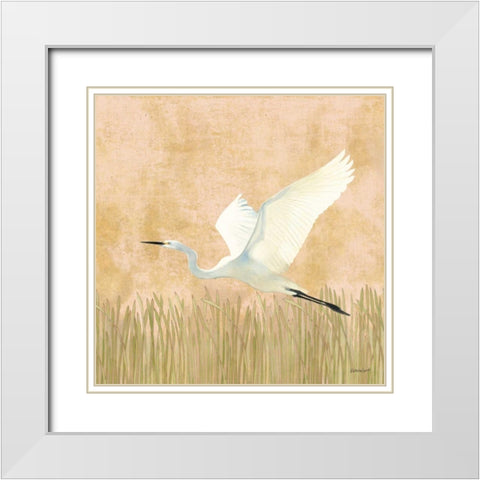 Egret Alighting II Flipped White Modern Wood Framed Art Print with Double Matting by Lovell, Kathrine