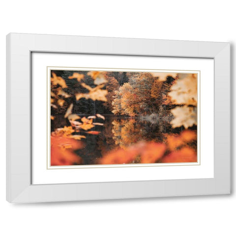Autumn Reflections White Modern Wood Framed Art Print with Double Matting by Marshall, Laura