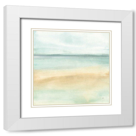 Mint and Sand I White Modern Wood Framed Art Print with Double Matting by Paschke, Chris