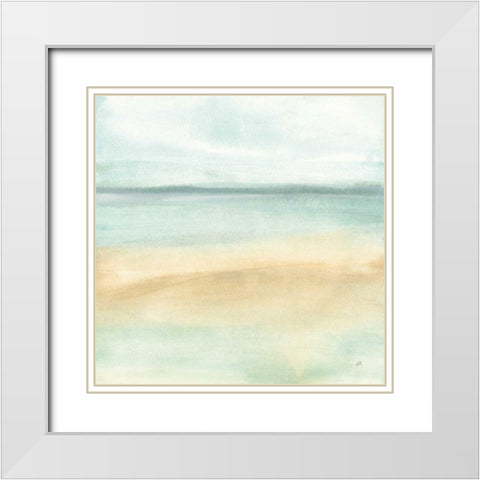 Mint and Sand I White Modern Wood Framed Art Print with Double Matting by Paschke, Chris