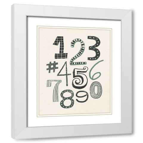 Funky Numbers Dark White Modern Wood Framed Art Print with Double Matting by Mullan, Michael