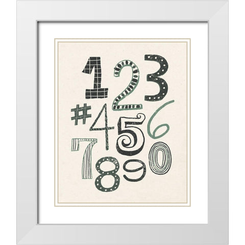 Funky Numbers Dark White Modern Wood Framed Art Print with Double Matting by Mullan, Michael
