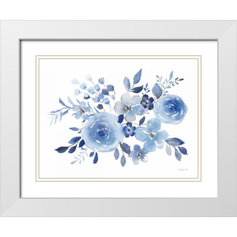 Fresh Blue Bower I White Modern Wood Framed Art Print with Double Matting by Nai, Danhui