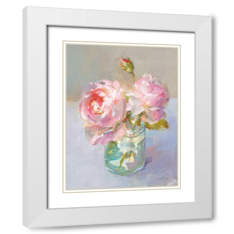 Sweet Roses I White Modern Wood Framed Art Print with Double Matting by Nai, Danhui