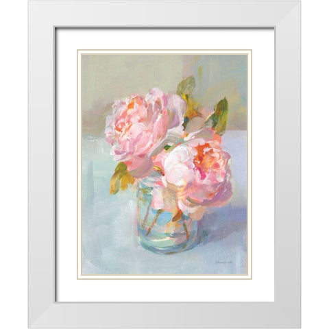 Sweet Roses II White Modern Wood Framed Art Print with Double Matting by Nai, Danhui